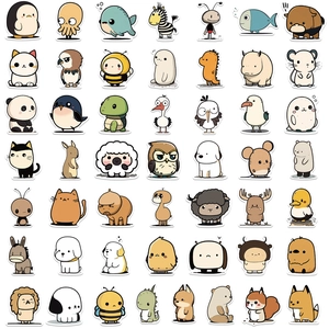 Lot de 49 autocollants d'animaux Chibi mignons pour décoration d'ordinateur et scrapbooking