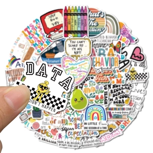Detail of waterproof ABA therapy stickers being held to show matte finish and size