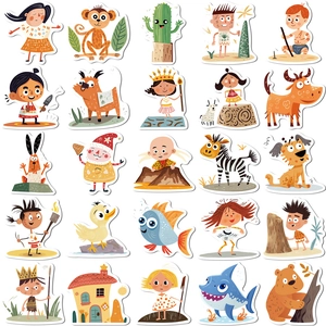 Set of 25 cute cartoon stickers featuring animals and characters for laptop and water bottle
