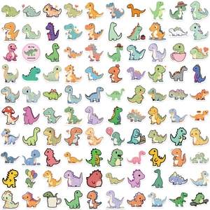 Set of 100 cute waterproof cartoon dinosaur stickers for phone case and laptop decor