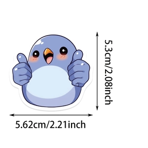 Vue détaillée montrant les dimensions exactes de l'autocollant pigeon de papeterie