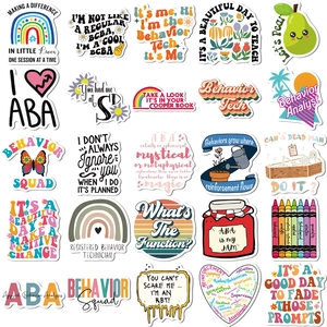 50pcs ABA behavioral therapy vinyl stickers for water bottles and laptops in vibrant colors