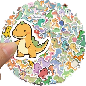 Set of 100 cute waterproof cartoon dinosaur stickers for phones and laptops