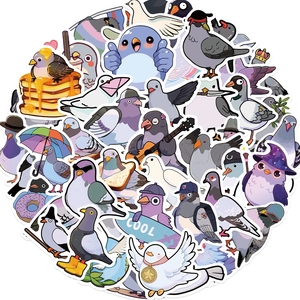 Ensemble d'Autocollants Pigeon Dessin Animé Imperméables en PVC Mat Graffitis pour Bagages Téléphone Casque Autocollants Décoratifs Mignons