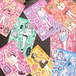 Adesivi per ragazze estive a fumetti per scrapbooking fai-da-te e decorazione laptop