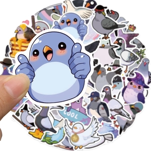 Lot de 50 autocollants de pigeons mignons pour ordinateurs, valises et casques