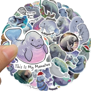 50-piece set of cartoon manatee graffiti stickers for laptops and planners