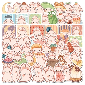 Cute Cartoon Rabbit Cheese Stickers Waterproof PVC DIY Planner Decals For Laptop Suitcase Water Bottle Notebook Stickers