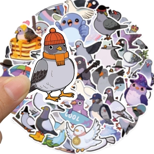 50 autocollants mignons de pigeon de dessin animé pour papeterie, valises et casques