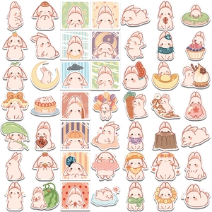 50 pieces cute rabbit and cheese waterproof stickers for scrapbooking and laptops