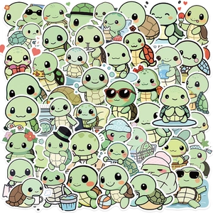 Cartoon Turtle Stickers Waterproof PVC Animal Decals For DIY Luggage Skateboard Laptop Water Cup Cute Decorative Stickers
