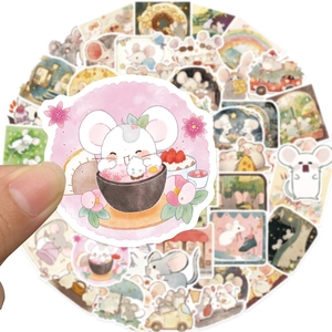50 simpatici adesivi a fumetti di topo ad acquerello per laptop e decorazione scrapbooking
