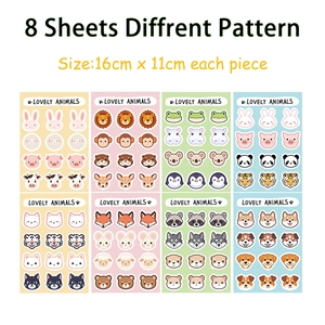 Set of 8 cute cartoon animal reward stickers for kids featuring lions and pandas