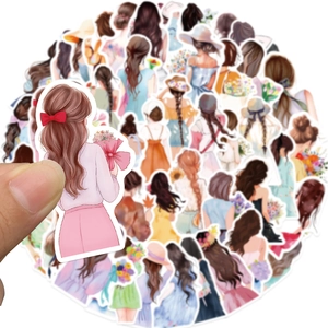 50 pack of cute aesthetic girl back view stickers for laptop and scrapbooking