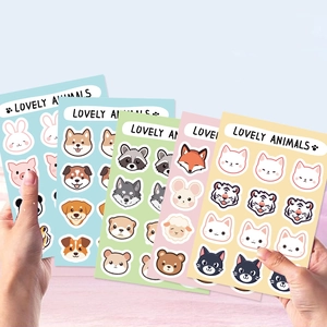 Set of 8 lovely animal cartoon reward stickers for kids stationery and teacher rewards