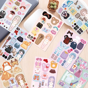 DIY cartoon girl dress-up sticker set for decorating laptops and craft projects