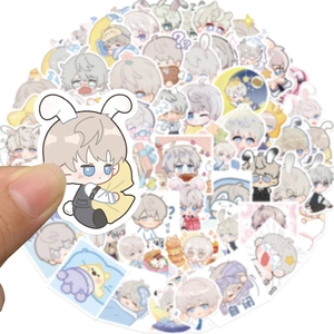 60pcs cute anime boy stickers set with various expressions for laptops and phones