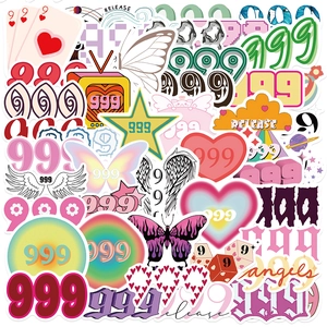 Y2K Style Angel Number 999 Graffiti Stickers Waterproof PVC Decals For Laptop Phone Case DIY Scrapbooking Decoration