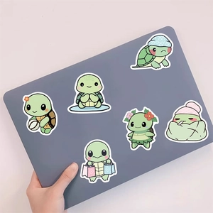 Set of 50 waterproof cartoon turtle stickers for laptops and suitcases DIY decor