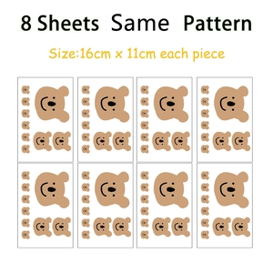 Detail view of 8 sheets cute cartoon brown bear stickers for scrapbooking and decoration