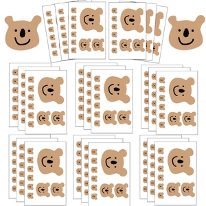 8-sheet set of cute brown bear collage stickers in various sizes for planners and cups