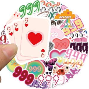 Set of 50 Y2K style 999 angel number graffiti stickers for laptops and phone cases