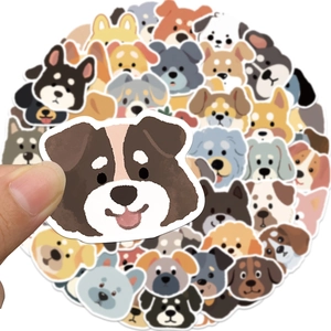 55-piece cartoon dog sticker set for DIY scrapbooking with matte finish decals