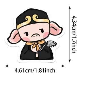 Dettaglio dimensioni dell'adesivo Pigsy 4,61 cm per decorazione fai-da-te creativa