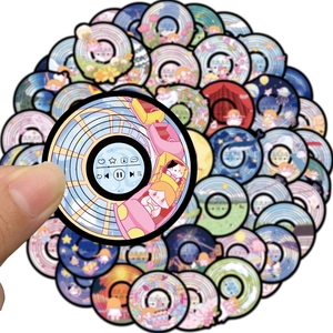 50pcs vinyl record girl fantasy stickers for water bottle laptop and phone case decal