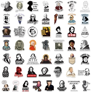 Lot de 50 autocollants de personnages historiques drôles avec jeux de mots