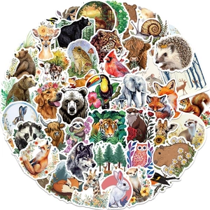 Forest Animal Stickers Waterproof PVC Decals For Kids Laptop Water Bottle Scrapbooking Notebook Helmet Skateboard Decorative Stationery Stickers