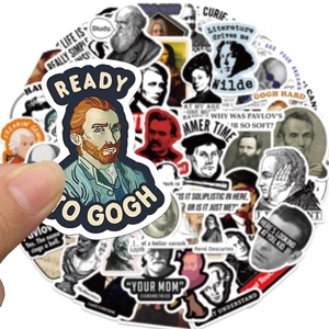 50 autocollants de célébrités historiques drôles pour la décoration de gourde et PC