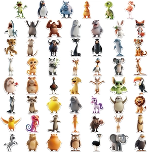 56 pieces of 3D cute cartoon animal stickers for laptop and helmet waterproof DIY decals