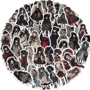 Gothic Vampire Girl Anime Stickers Waterproof PVC Vinyl Decals For Phone Water Bottle Skateboard Luggage DIY Scrapbooking