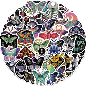Moth Butterfly Moon Stickers Waterproof PVC Decorative Art Decals For Scrapbooking Laptop Water Bottle DIY Retro Aesthetic