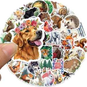 50pcs cute watercolor forest animal stickers for laptop water bottle waterproof vinyl decals