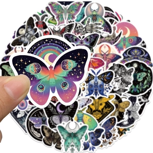 50pcs waterproof mystic moon and moth decorative stickers for laptop and journal