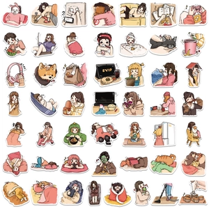 50pcs cute cartoon girl daily life stickers for suitcases and journals waterproof set