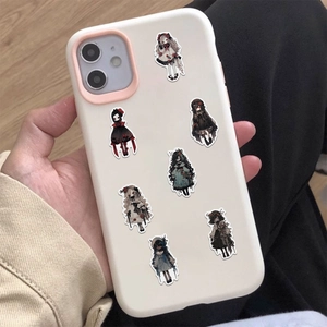 Gothic vampire girl stickers on a cream phone case featuring anime lolita fashion art