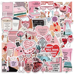 Adesivi Retro Estetica Rosa per Laptop Scrapbooking Journaling Decalcomanie in Vinile Ispiratrici per Valigia Skateboard Decorazione Bottiglia D'acqua
