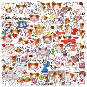 Cute Cartoon Girl Waterproof PVC Decorative Decals For Journaling Phone Case Laptop Helmet Water Bottle Aesthetic Stickers