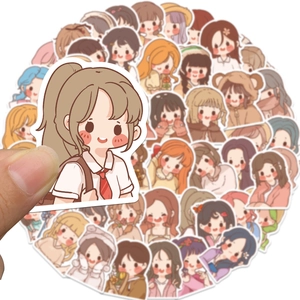Set of 50 unique cartoon girl stickers for DIY scrapbooking and phone case decoration