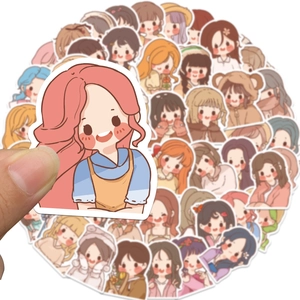 50 pieces of waterproof cartoon girl stickers for DIY phone cases and journals