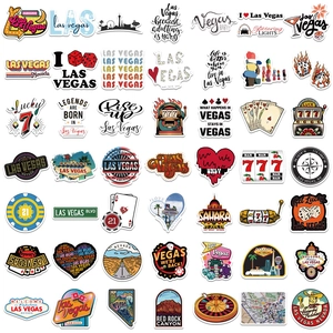 50pcs Las Vegas themed stickers set with casino elements and Nevada desert landscapes