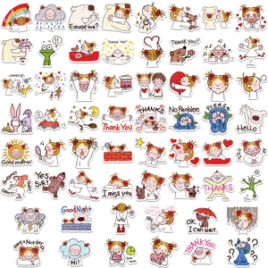 Set of 60 waterproof cartoon girl stickers for decorating phones, iPads, and water bottles
