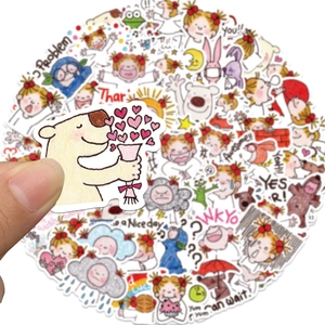60 pieces cute hand-drawn cartoon girl stickers for scrapbooking and phone cases decoration