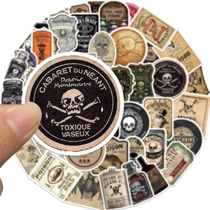 50 vintage thriller potion stickers set for laptop and luggage decoration