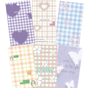 Flat lay of six creative aesthetic scrapbooking stickers for phone DIY and journal decoration