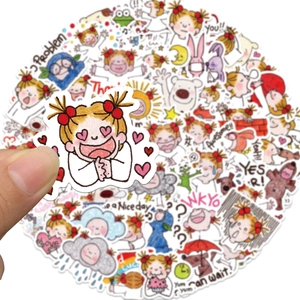 Waterproof cartoon girl decorative stickers for laptops and phone cases 60 pieces set