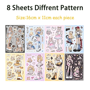 Lot de 8 autocollants de style coréen pour DIY scrapbooking et décoration de carnets